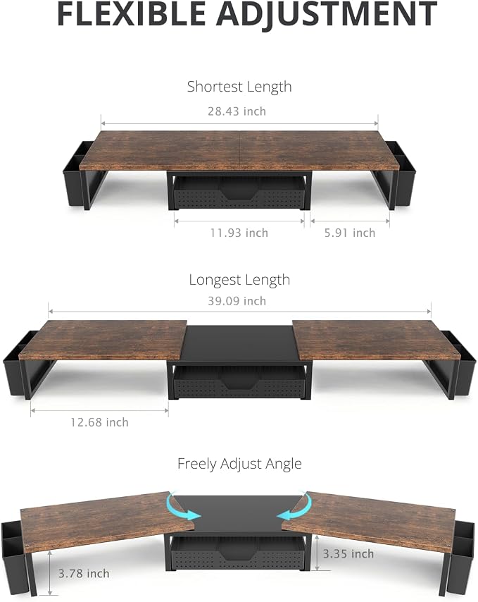 OPNICE Wood Desk Organizers and Accessories, Dual Monitor Stand Riser - Image 3