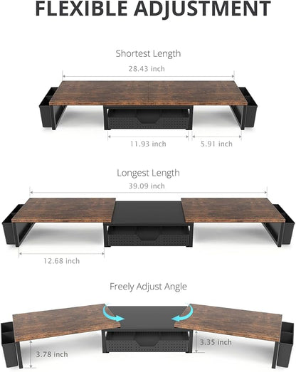 OPNICE Wood Desk Organizers and Accessories, Dual Monitor Stand Riser - Image 3