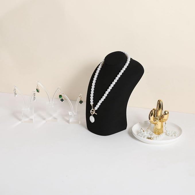 GemeShou Black necklace hanger jewelry organizer, Velvet jewelry stand necklace - Image 8