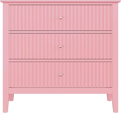 RoyalCraft Fluted 32 inch Wide Nightstand Set of 2, Large Pink Nightstand - Image 9