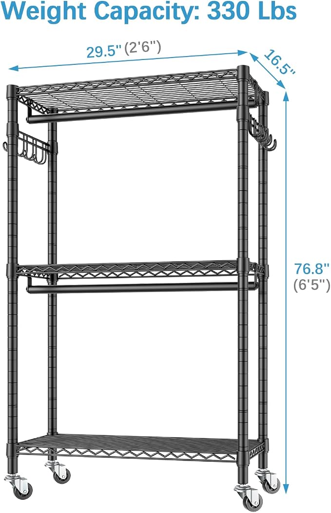 VIPEK R2 Medium Rolling Clothes Rack Heavy Duty Clothing Rack - Image 6