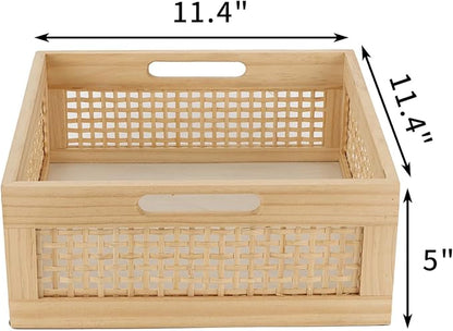 YRMT Wood Storage Crate Basket Rustic Wooden Storage Container - Image 4