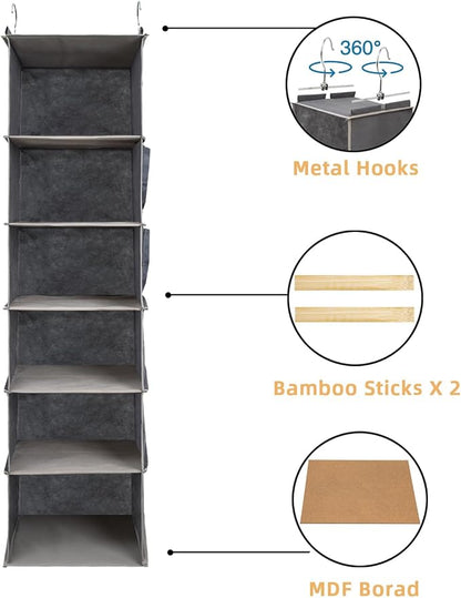 2 Packs Hanging Closet Organizer, 6-Shelf Closet Organizers and Storage - Image 4