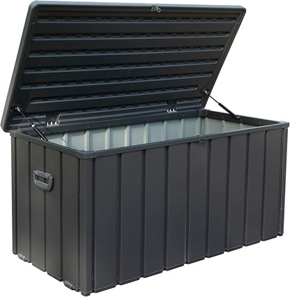 KUIKUI 100 Gallon Deck Box Waterproof, 100 Gallon Outdoor Storage Box, Metal - Image 6