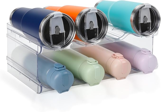 Stackable Water Bottle Organizer, SPOSPO Large Compartment Water Bottle Holder by SPOSPO