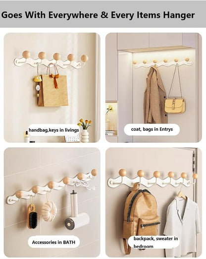 Coat Rack Wall Mount, Anti-Tear Wooden Ball Hook Rail, Heavy Duty Metal Coat - Image 6