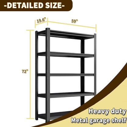 72" H Garage Shelving, 5 Tier Heavy Duty Metal Shelving - Image 2