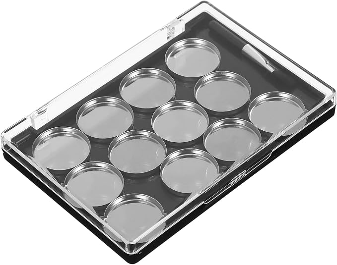 FRCOLOR Magnetic Eyeshadow Palette Case 12 Round Pans and Brush Space-Saving by FRCOLOR