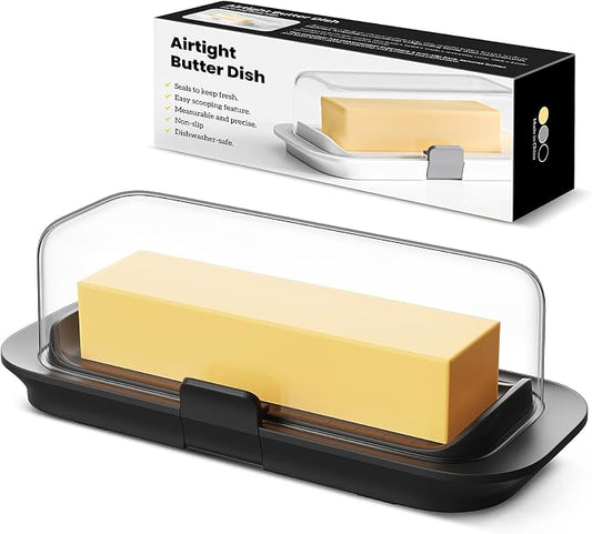 Butter Dish with Lid for Countertop and Refrigerator Door Shelf, Airtight by Pisol
