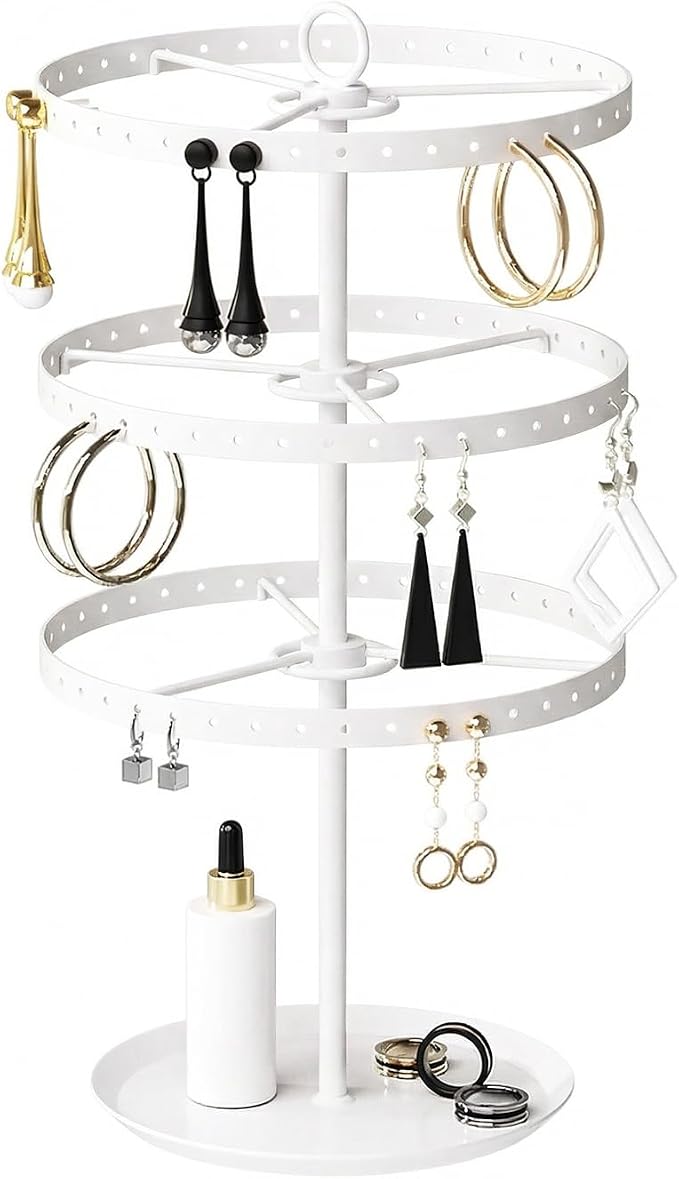 3 Tiers Metal Rotating Earring Holder Organizer Stand Adjustable Display Tree by KunGe