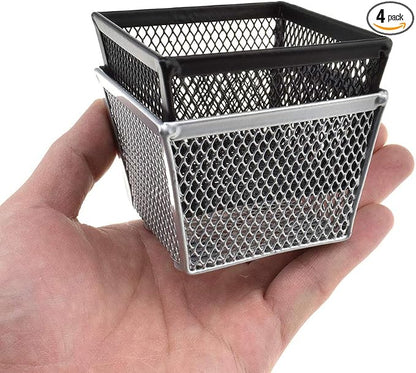 HAHIYO Stackable Paper Clip Mesh Holder Cup 2.2" Height 4 Pack Sturdy Paperclip by HAHIYO