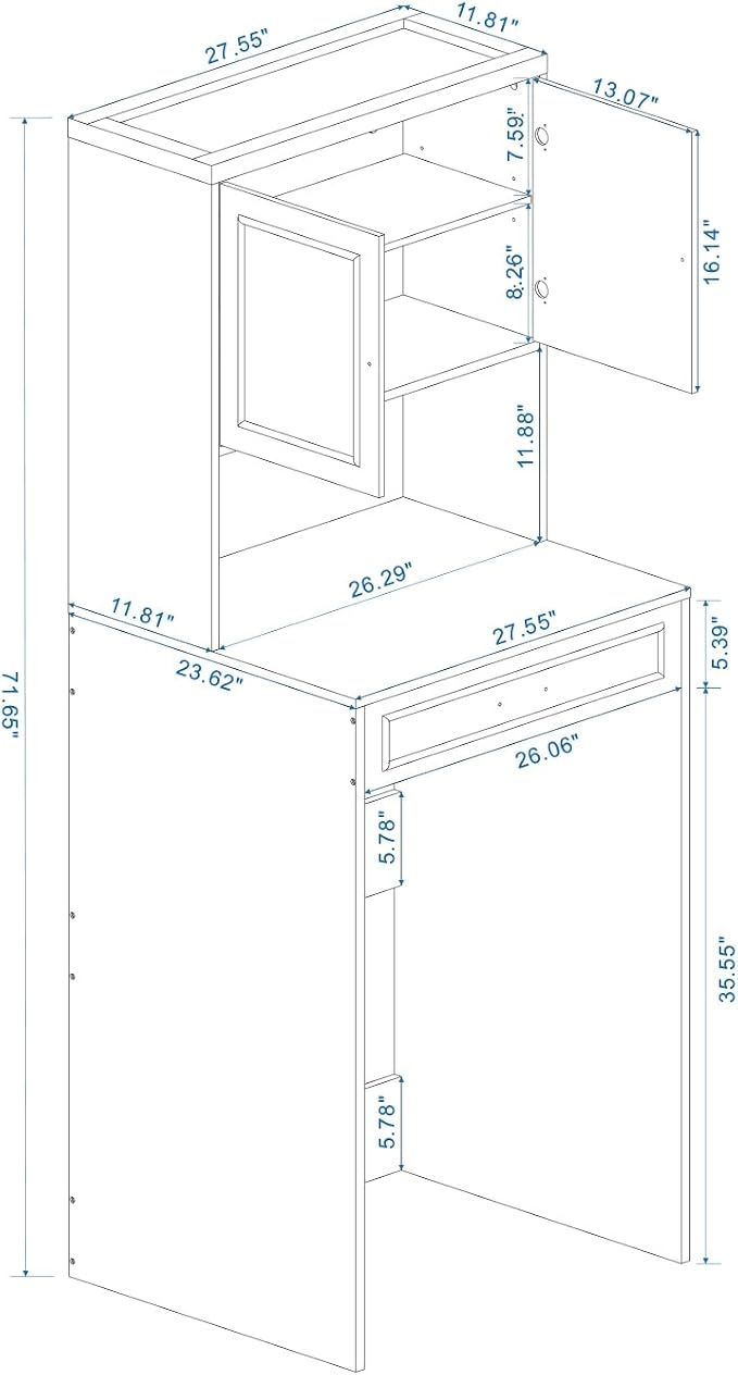 Washer Dryer Countertop with Shelf, Over The Washer or Dryer Storage Shelves - Image 2