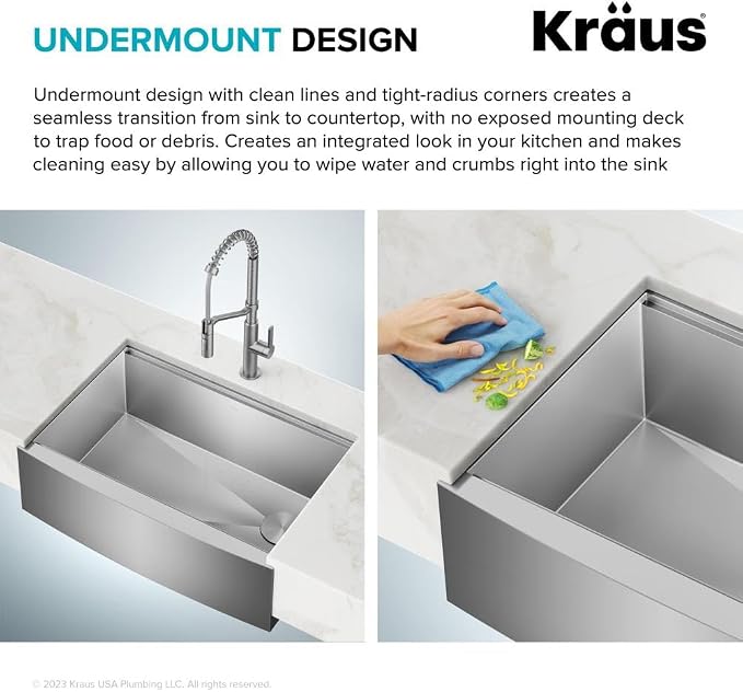 KRAUS Kore 36-Inch Modern Farmhouse Workstation 16 Gauge Single Bowl Stainless - Image 6