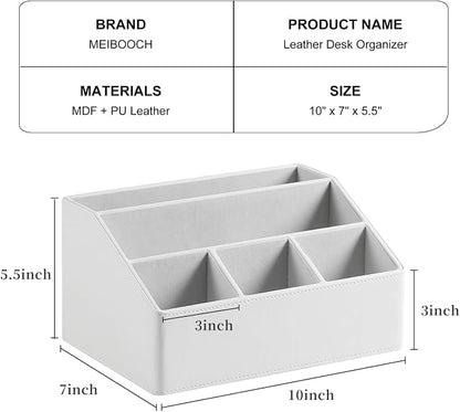 PU Leather Desk Organizer, Luxury Remote Control Holder - Image 4