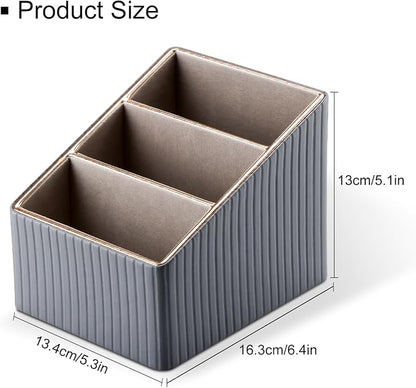 KINGFOM 3 Slot PU Leather Remote Controller Holder, Home Sundries Storage Box - Image 2