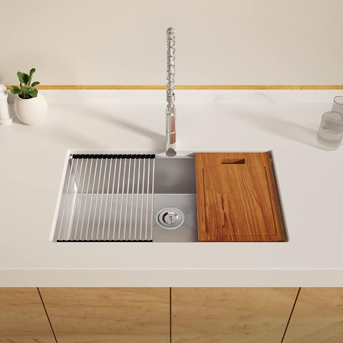 33 x 22 Drop-In/Undermount Kitchen Sink, TECASA Single Bowl Kitchen Sink - Image 8