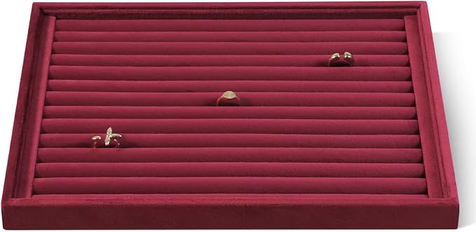 Velvet Ring Display Tray, Stackable Muilt Slot Rings Ear Stud Storage Tray by Dansmiy