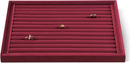 Velvet Ring Display Tray, Stackable Muilt Slot Rings Ear Stud Storage Tray by Dansmiy