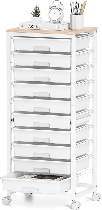 Rolling Cart with Drawers, 10 Drawer Rolling Cart, Storage Cart with Wheels by SYKIARIOL