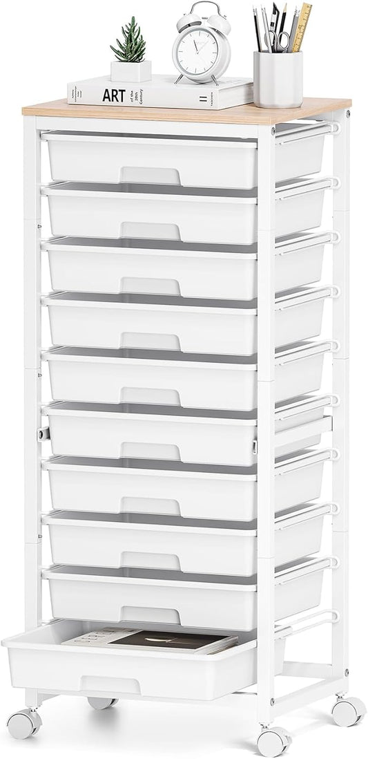 Rolling Cart with Drawers, 10 Drawer Rolling Cart, Storage Cart with Wheels by SYKIARIOL