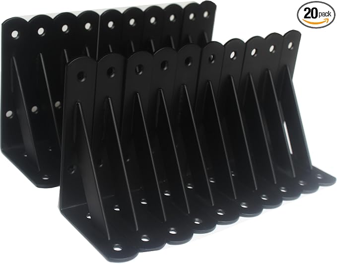 20 Pack L5 x H 3" Black Heavy Duty Shelf Brackets by MHMYDZ