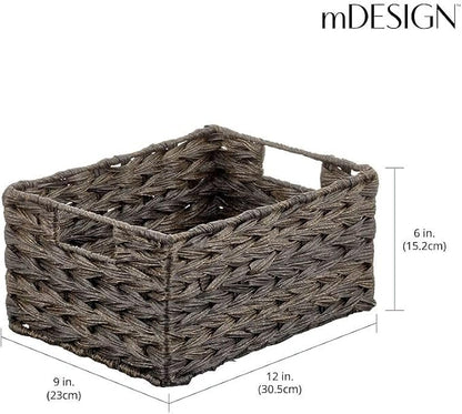 mDesign Woven Farmhouse Kitchen Pantry Food Storage Organizer Basket Bin Box - Image 4