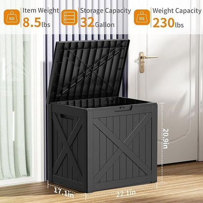 EasyUp 32 Gallon Outdoor Storage Box, Resin Waterproof UV-Resistant Deck Box - Image 2