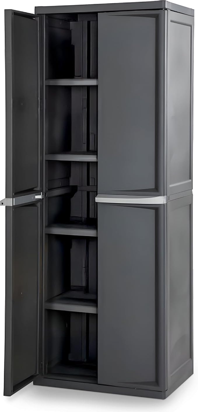 Sterilite 4 Shelf Cabinet, Lockable Utility Storage w/ Adjustable Shelves by Sterilite