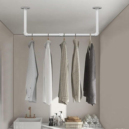Industrial Iron Pipe Clothes Hanging Bar DIY Wall-Mounted Garment Rack Heavy - Image 6