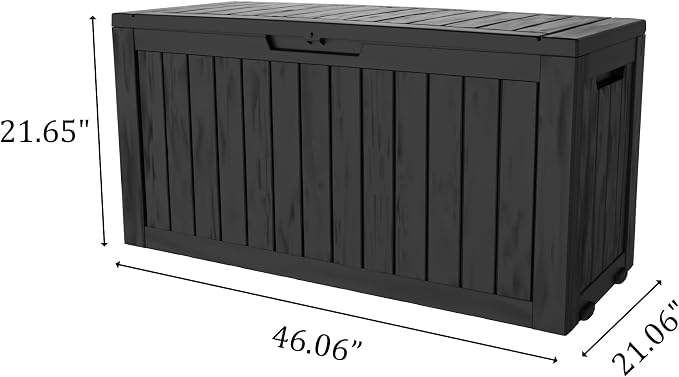 75 Gallon Deck Box, Resin Outdoor Indoor Waterproof Storage Box, Lockable - Image 2