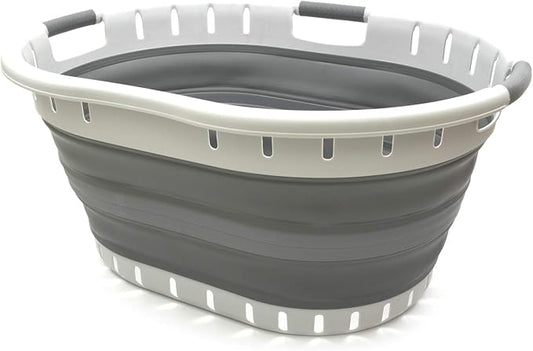 SAMMART 57L Collapsible 3-Handled Plastic Laundry Basket by SAMMART