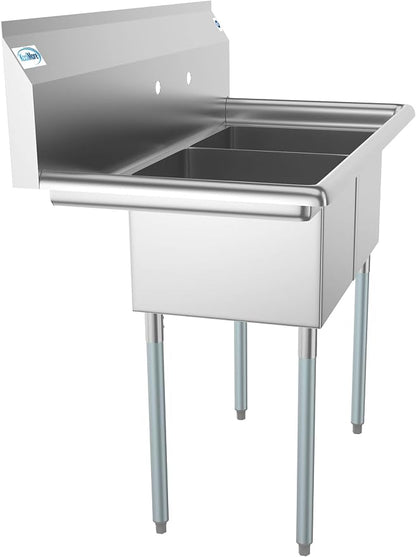 KoolMore 2 Compartment Stainless Steel NSF Commercial Kitchen Prep & Utility - Image 2