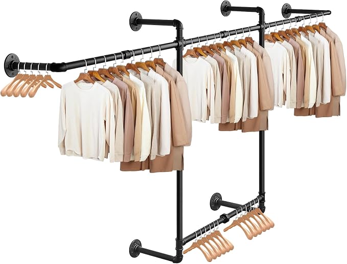 Livabber Industrial Pipe Clothes Rack, Heavy Duty Detachable Iron Garment Rack by Livabber