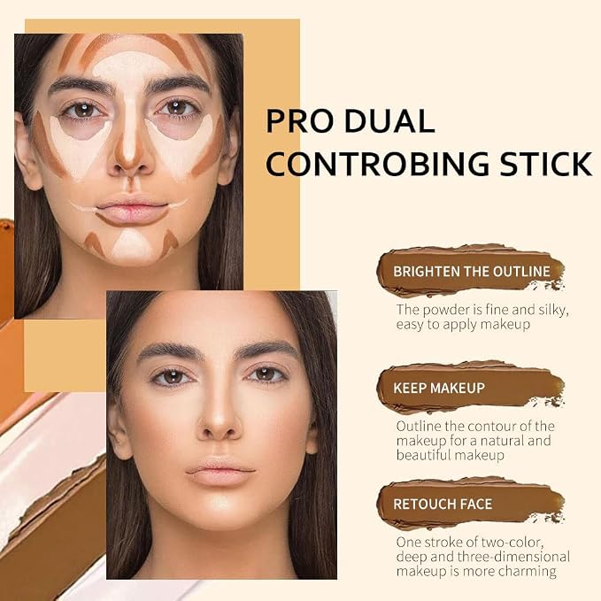 evpct 4 Colors Contour Stick Makeup Set, Cream Concealer Stick Contouring - Image 2