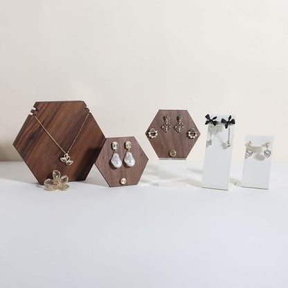 GemeShou 3pcs wooden jewelry earring organizer holder, walnut earring studs - Image 6