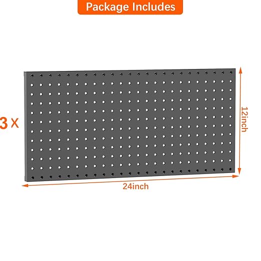 TORACK 3-Pack 12x24 inch Metal Pegboard Panels - Image 4