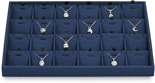 24 Grids Microfibrt Necklace Tray Jewelry Display Tray Necklace Holder Display by Papten
