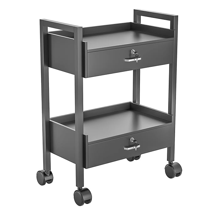 Paddie Salon Trolley Cart, Salon Tray Wooden Mobile Utility Cabinet by Paddie