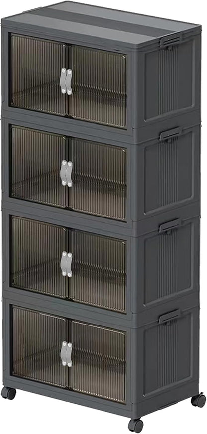 Stackable Storage Bins with Lid & Drawers, Large Foldable Collapsible Storage by ONAIL