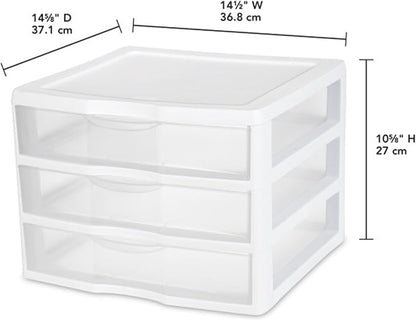 Sterilite 6-Pack Wide 3 Drawer Unit, Plastic Desktop Organizer - Image 3