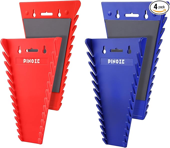 4-Piece Magnetic Wrench Organizer, 48-Slot Wrench Rack Tool Trays, Durable ABS by Unknown
