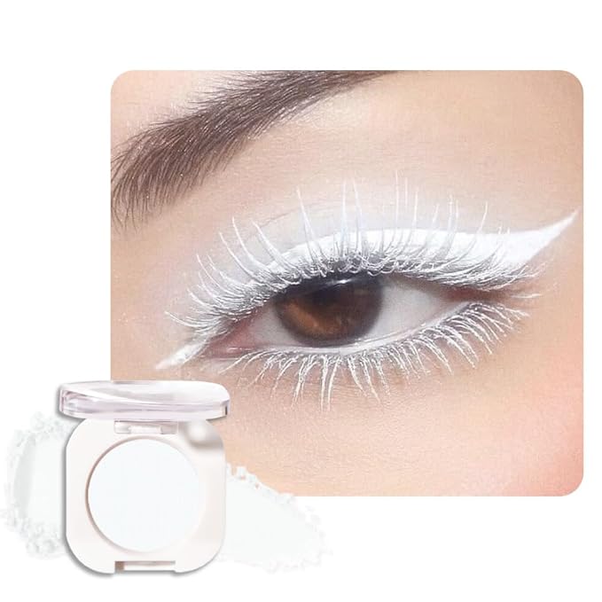 Matte White Single Eyeshadow Makeup, Neutral Cream Powde Eye Shadow by HHLTOH