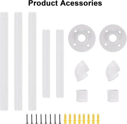 Industrial Iron Pipe Clothes Hanging Bar DIY Wall-Mounted Garment Rack Heavy - Image 9