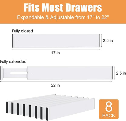 Bamboo Drawer Dividers, 17-22" Adjustable Kitchen Drawer Organizer - Image 3