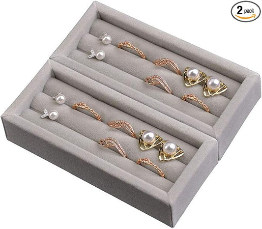 DesignSter Small Jewelry Tray, Velvet Jewelry Display Tray, Stackable Jewelry by DesignSter