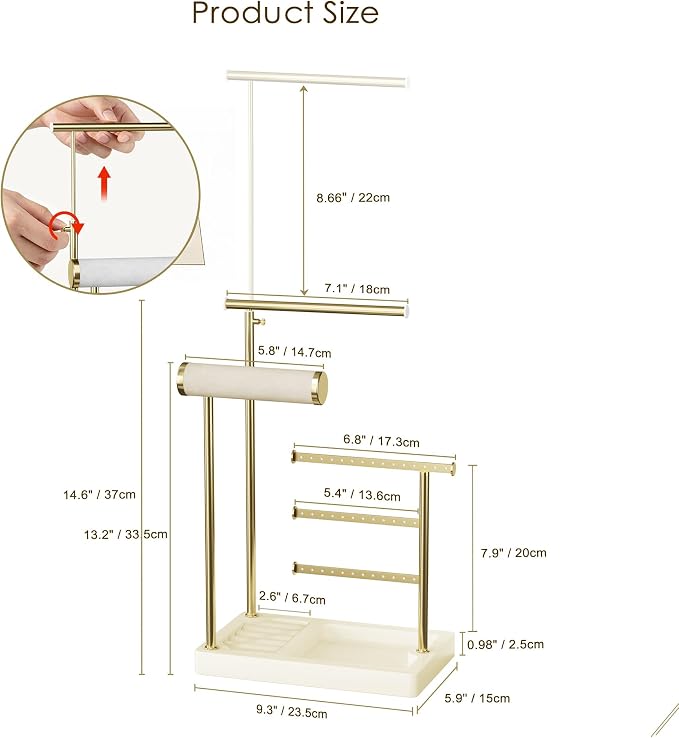 SZQINJI 5 Tier Jewelry Holder Organizer, Adjustable Height Jewelry Display - Image 8