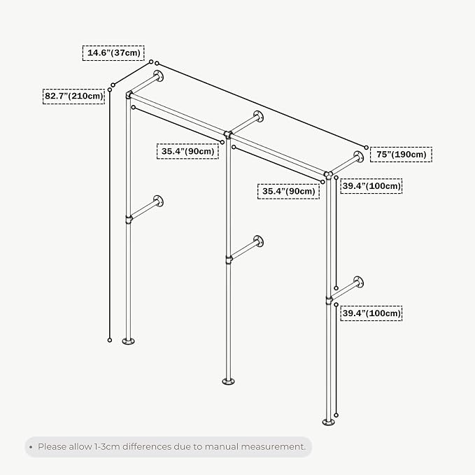 Industrial Pipe Clothing Rack, Heavy Duty Wall Mounted Clothes Rack, Retail - Image 7