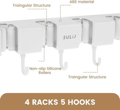 3PCS Broom Holder Wall Mount, No-Drilling Self-Adhesive Mop and Broom Storage - Image 9