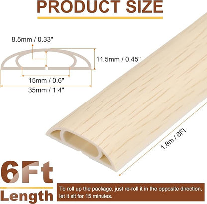 HARFINGTON 6ft Cord Cover Floor W0.6 x H0.33 Inner Channel PVC Hide Extension - Image 2