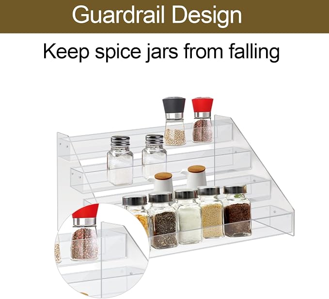 WUIVIUT Spice Rack Organizer For Cabinet, 1 4/5 in/Tier Acrylic Tiered Spice - Image 3